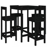 Cumpara ieftin Set mobilier bar de gradina, 5 piese, negru, lemn masiv de pin