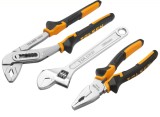 Set 3 Instrumente Tolsen: Cleste Combinat, Cleste Pompe Apa, Cheie Reglabila - Otel Special Nichelat, 180mm, 250mm, 8&quot;