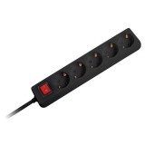 PRELUNGITOR 3X1.5MM 5 PRIZE 3M INTRERUPATOR NEGRU, Omega