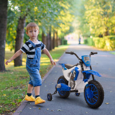 HOMCOM Motocicleta Electrica pentru Copii Baterie 12V Reincarcabila si Rotite Albastru inchis