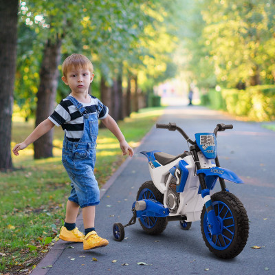 HOMCOM Motocicleta Electrica pentru Copii Baterie 12V Reincarcabila si Rotite Albastru inchis foto