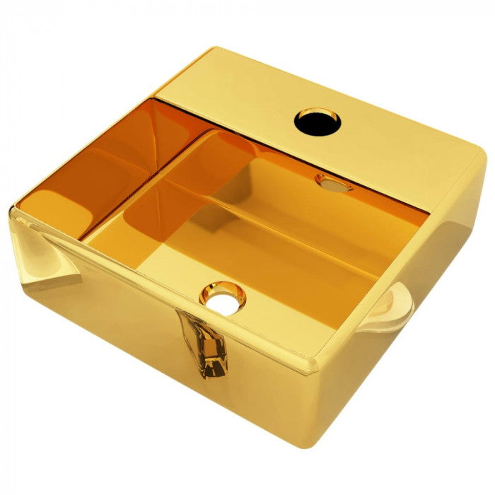 Chiuvetă cu orificiu de robinet, auriu, 38x30x11,5 cm, ceramică