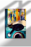Imprimeu pe p&acirc;nză cu pisică neagră &ndash; Operă digitală pe h&acirc;rtie ne&icirc;nrămată - Pisica neagră 03 | A3 (29.7 x 42 cm)