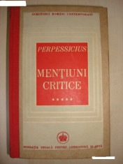 PERPESSICIUS - MENTIUNI CRITICE (1946, volumul 5) foto