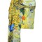 Esarfa tip sal doua fete pictata 10, Dacali, matase, galben/albastru, 180x70cm