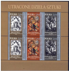 Polonia, pictura, bloc, mari pictori - Rubens, Durer, 2009, MNH foto