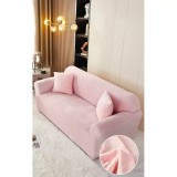 Cumpara ieftin Set Huse Canapea 3 Locuri, Canapea 2 Locuri si 1 Fotoliu Catifea Roz- JOJ462