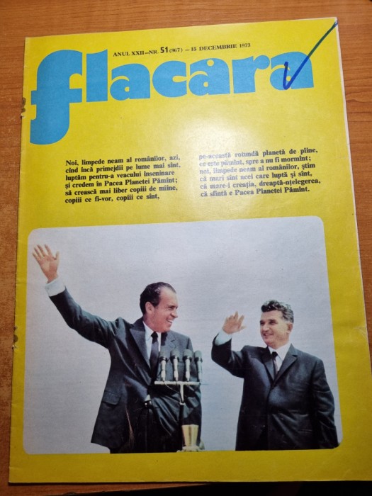 flacara 15 decembrie 1973-vizita lui ceausescu in SUA,intalnirea cu nixon