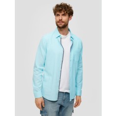 s.Oliver Camasa barbati cu maneca lunga, buzunar la piept, Slim fit, Turcoaz, S
