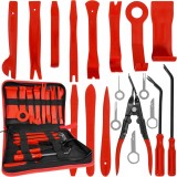 Cumpara ieftin Set 19 unelte pentru demontare tapiterie auto, extractoare clipsuri si conectori, din nylon si metal, cu husa pentru depozitare