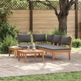 VidaXL Set de Bănci pentru Grădină cu pernă 4 pcs Maro, Gri