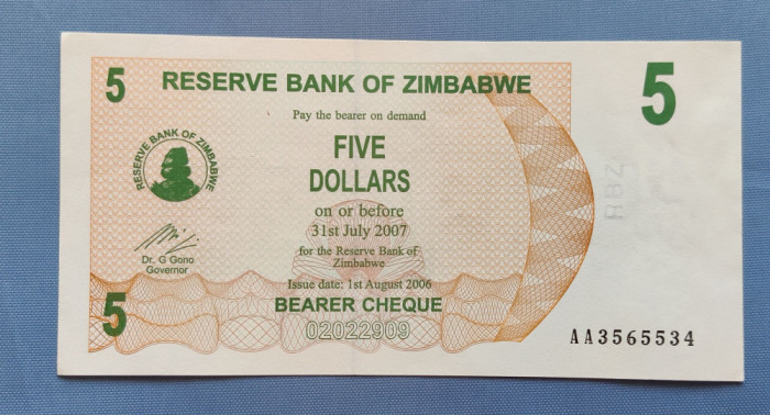 Zimbabwe - 5 Dollars / dolari (2006)
