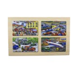 Set 4 puzzle lemn in cutie avion