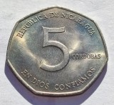299. Moneda Nicaragua 5 cordobas 1980