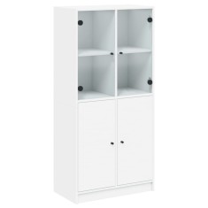 Dulapuri inalte cu usi, alb, 68x37x142 cm, lemn prelucrat foto