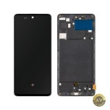 Display cu Touchscreen MP compatibil cu Samsung Galaxy A71 A715 cu Rama Versiune OLED Negru