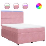 Cumpara ieftin Pat box spring cu saltea, roz, 140x200 cm, catifea