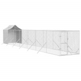 Padoc exterior cu acoperis argintiu 2x14x2,5 m otel galvanizat GartenMobel Dekor, vidaXL