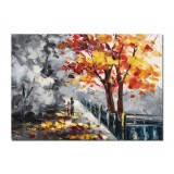 Tablou pictat manual, La plimbrare, stilizat, 70x50cm ulei pe panza in cutit efect 3D, Spectaculos
