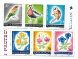 Romania - Ocrotirea naturii, pasari si flori, 1973 - serie neobliterata, in blocuri de 3