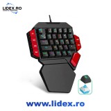 Tastatura Mecanica Gaming Timebox One Hand, iluminare RGB, 35 taste, 6 Functii Macro, suport incheietura, cu cablu, Blue Switch, Portabila, Compatibil