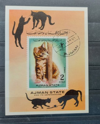 TS22 - Timbre serie Ajman State Pisici foto