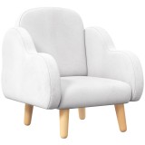 ZONEKIZ Fotoliu pentru copii cu brațe &icirc;n formă de nor, cu picioare &icirc;nclinate și material textil, 46 x 51 x 55 cm, alb | Aosom Romania