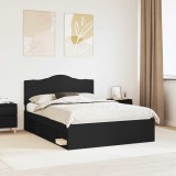 vidaXL Cadru de pat cu headboard Negru 140 x 200 cm Lemn de pin masiv 3413300