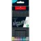 Creioane colorate triunghiulare black edition metalizate Faber-Castell 12 culori/set