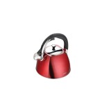 Fierbător tradițional cu fluier fabricat din inox, ceainic 3 litri, 21-24.5 cm, rosu, Klausberg