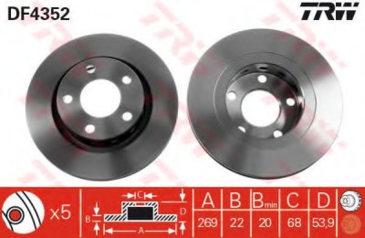 Disc frana VW PASSAT Variant (3B6) (2000 - 2005) TRW DF4352 foto