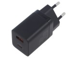 Alimentator BASEUS 30W 5-20V DC USB C și USB A negru plug-in