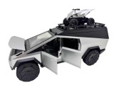 Macheta Tesla Cybertruck argintie cu ATV detașabil scara 1:24 cu lumini sunete și mecanism pull back
