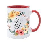 Cana maner rosu personalizata cu initiala G, INOVATIX&reg;. 330ml