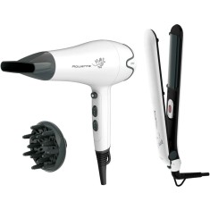 Set uscator de par si placa de indreptat parul Rowenta Pure Collection YD3057F0, 2200W, uscator cu concentrator, difuzor, jet de aer rece, 3 trepte te