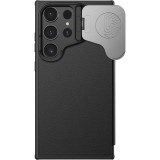 Cumpara ieftin Husa portofel cu protectie camera, Nillkin, Compatibil cu Samsung Galaxy S24 Ultra, Piele ecologica, Negru