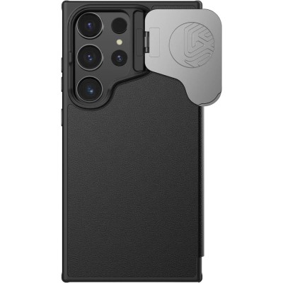 Husa portofel cu protectie camera, Nillkin, Compatibil cu Samsung Galaxy S24 Ultra, Piele ecologica, Negru foto
