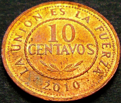 Moneda exotica 10 CENTAVOS - BOLIVIA, anul 2010 * cod 652 B foto