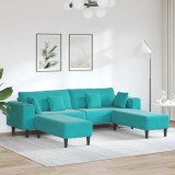 Cumpara ieftin Canapea din catifea cu pernă 3 pcs Turcoaz 208 cm Catifea