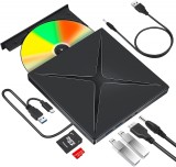Cumpara ieftin Unitate DVD CD RW externa portabila Axeloni &reg;, Port Usb-C Hub USB 3.0, Cititor de carduri SD, Disk Burner, Reader DVD Player pentru Wins10, Laptop, PC