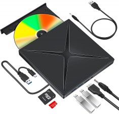 Unitate DVD CD RW externa portabila Axeloni &amp;reg;, Port Usb-C Hub USB 3.0, Cititor de carduri SD, Disk Burner, Reader DVD Player pentru Wins10, Laptop, PC foto