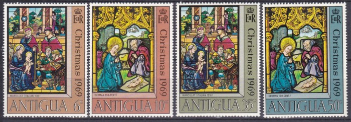 DB1 Antigua 1969 Craciun Pictura Religioasa Italiana 4 v. MNH
