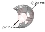 Protectie stropire disc frana Audi 80 (B1/B2), 08.1974-09.1986 , 90/Coupe (B2), 10.84-04.1987 , Vw Passat (B1/B2), 05.1973-03.1988, fata, Stanga, met