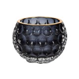 Suport Lumanare din sticla, tip bol cu bule, 7.8x6 cm, ATU-089279