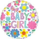 Balon folie Baby Girl, flori, 45 cm