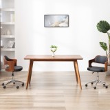 vidaXL Scaun de birou pivotant, negru, lemn curbat și piele ecologică