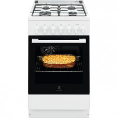 Aragaz mixt Electrolux LKK520002W, 4 Arzatoare gaz, Grill, Aprindere electrica, Cuptor electric 54 L, 50x60 cm, Alb