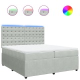 Cumpara ieftin Pat box spring cu saltea, gri deschis, 200x200 cm, catifea