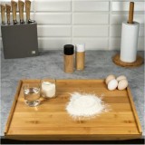 Tocator manual din bambus cu margini, dreptunghiular, 55x43x4.5 cm, Kinghoff