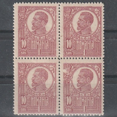 &amp;quot;Eroare Ferdinand &amp;quot;&amp;quot;Bust Mare&amp;quot;&amp;quot; 10 Bani LP72 1919 in bloc de 4 timbre &amp;quot; foto